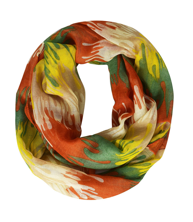 Orange Peach Couture Trendy Abstract Multicolored Paint Design Infinity Loop Scarf/wrap