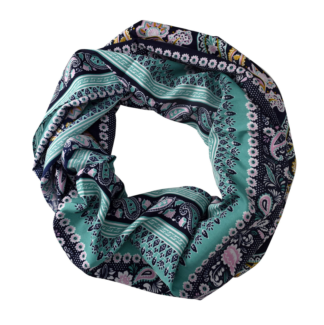 Teal Navy Chic Graphic Paisley Printed Infinity Loop Scarf Various Colors
