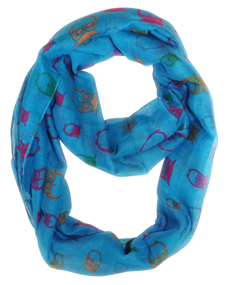 Blue Peach Couture Stunning Colorful Lightweight Vintage Owl Print Infinity Loop Scarf