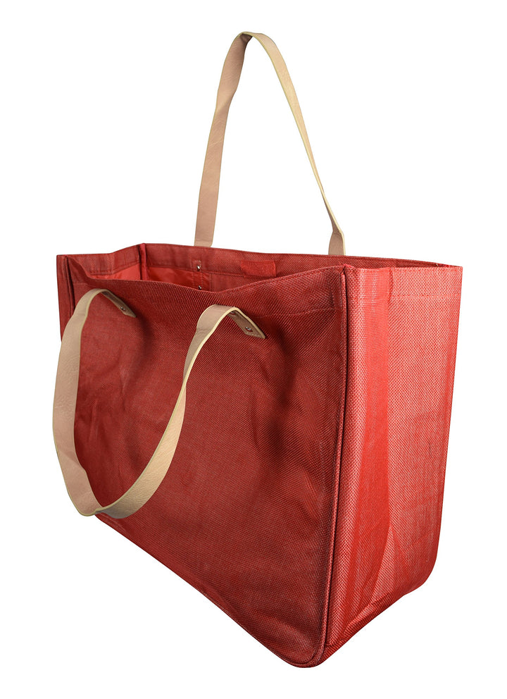 Red Denim Jeans Tote Handbag