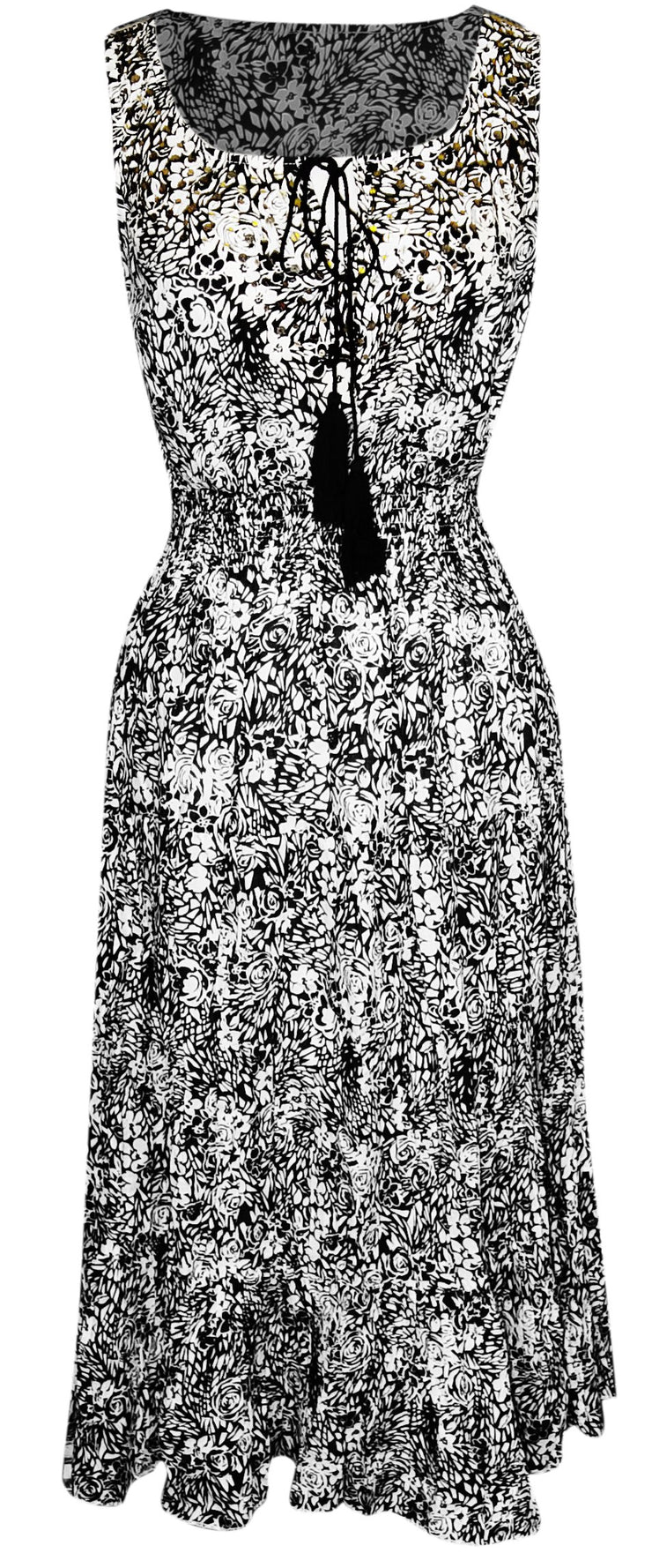 A1569-Floral-Sparkle-Dress-Black-Lar-KL