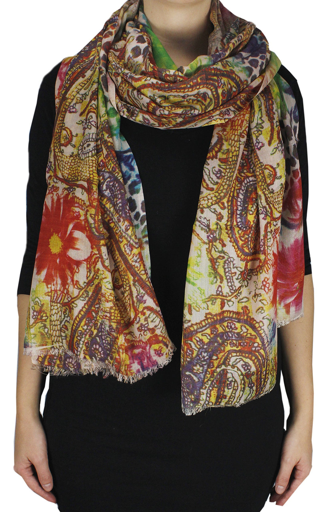 Leopard Peach Couture Womens Soft Fashion Artistic Digital Print Long Scarf Wrap Shawl