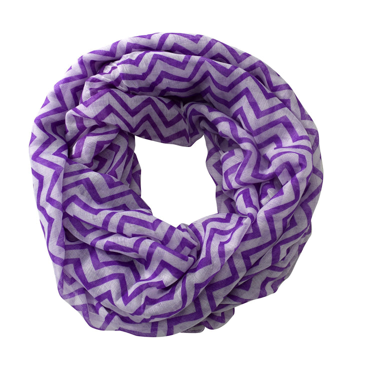 Purple Chevron Zig Zag Pattern Chic Lightweight Sheer Infinity Loop Scarf