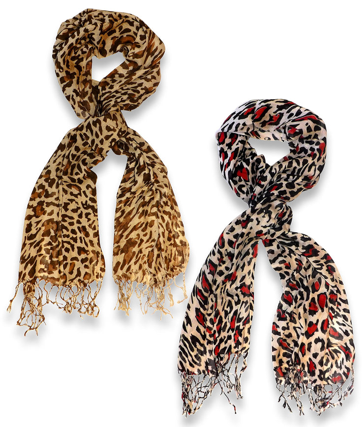 Peach Couture Beautiful Soft and Silky Leopard Print Pashmina Shawl Scarves