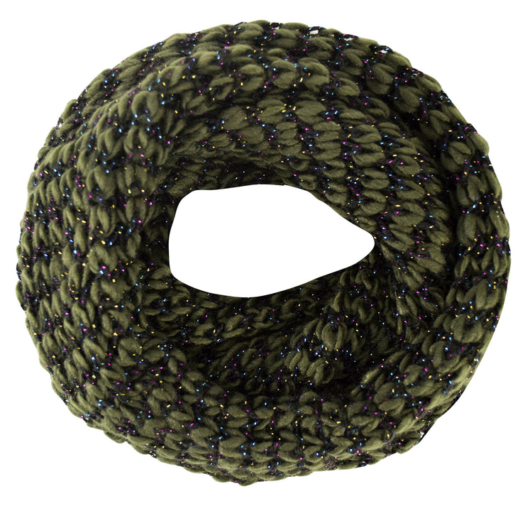 Winter Warm Sequin Multicolor Chunky Knit Infinity Loop Cowl Scarves