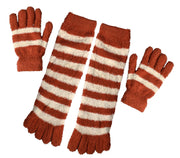Winter Warm Striped Fuzzy Toe Socks and Gloves Pack