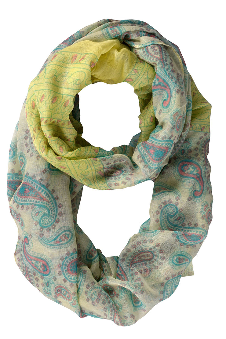 Beige Loop Damask Paisley Design Scarf and Infinity Scarf Summer Shawls Wraps