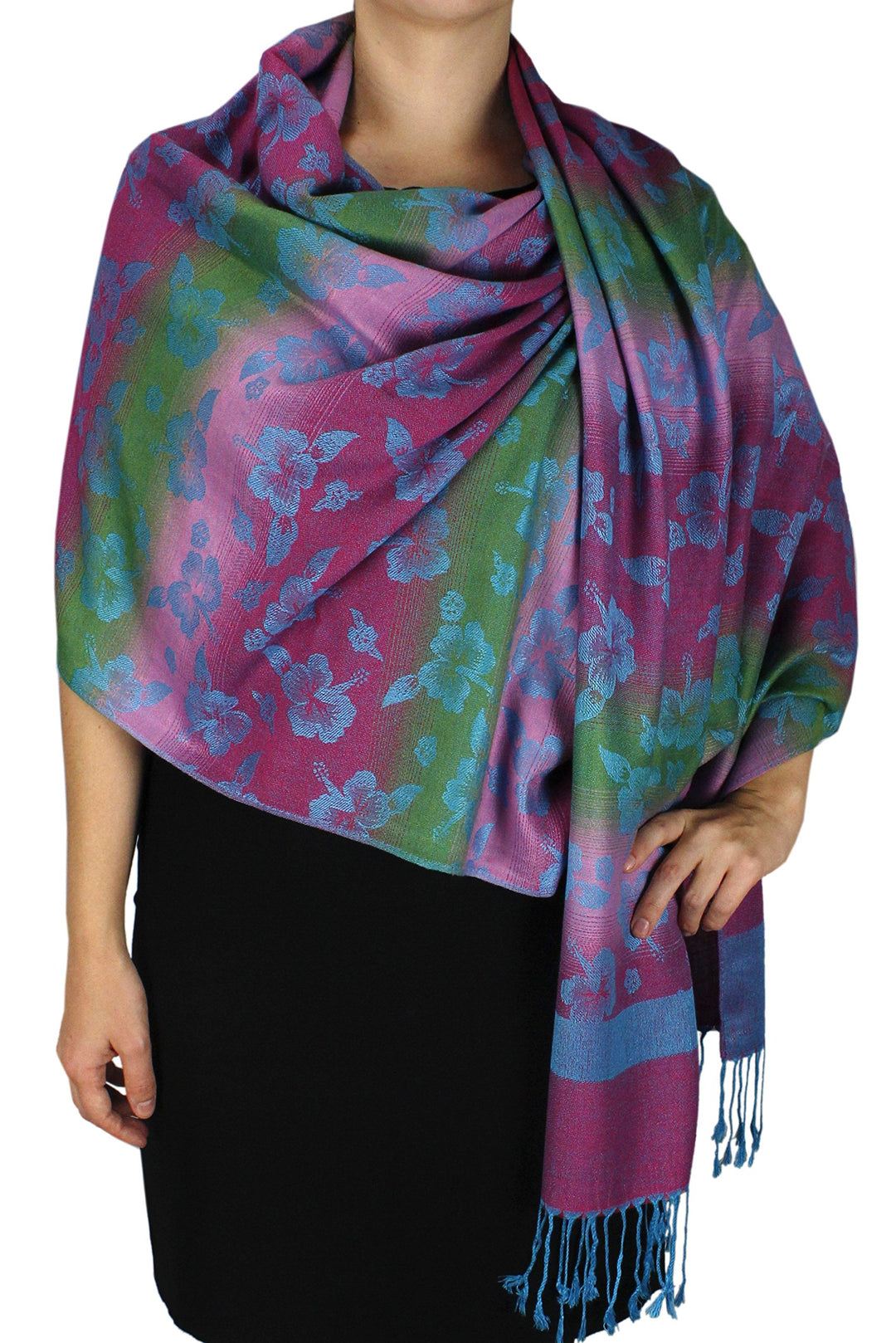 Rainbow Silky Tropical Pashmina Shawl