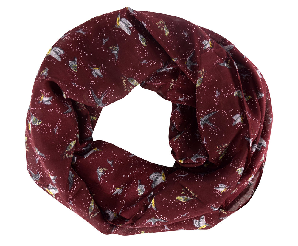 Chic bird print infinity scarf for women perfect for summer fashion styles