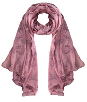 Fall Fashion Embroidered Sheer Floral Scarf Wrap Shawl