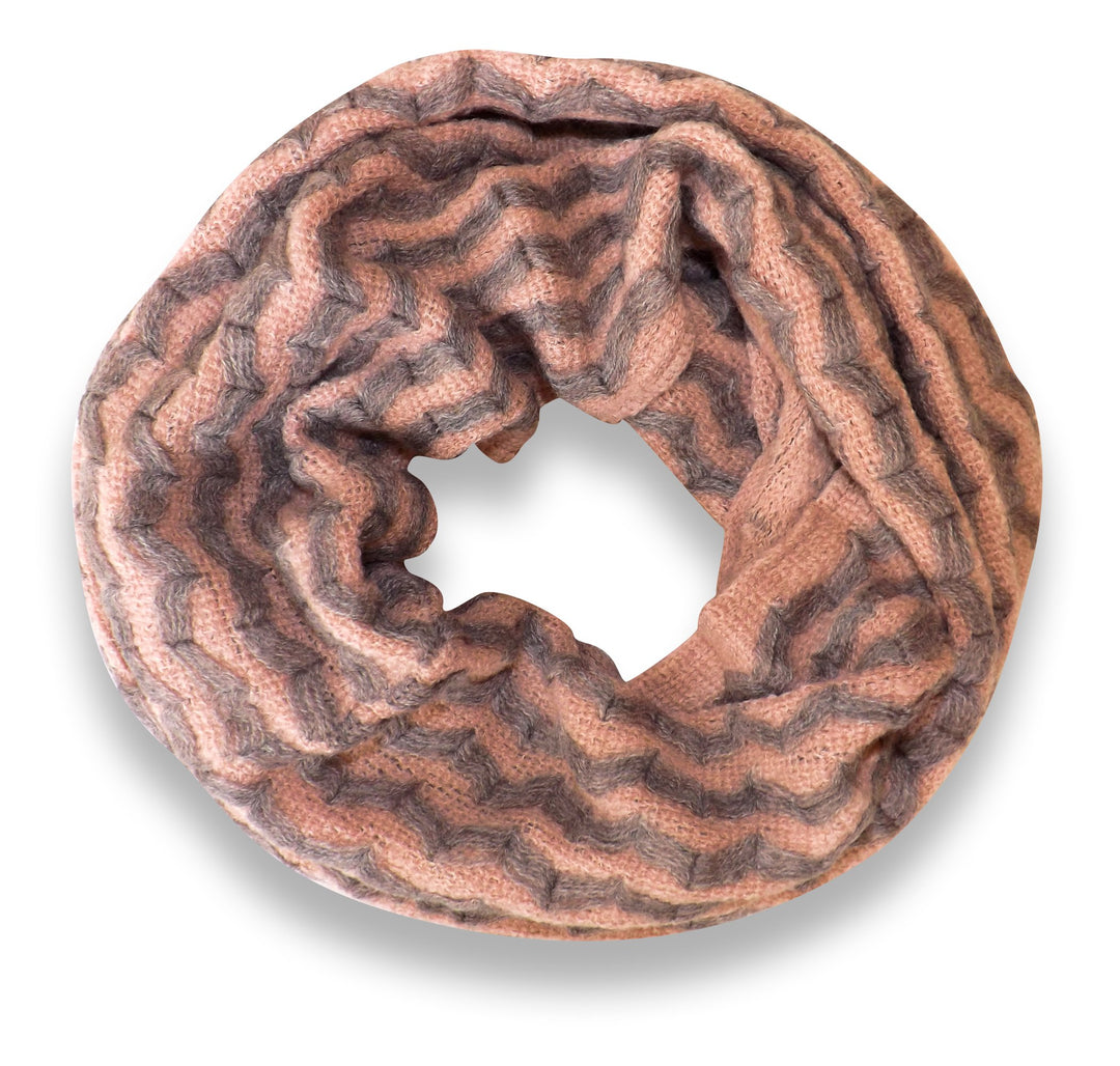 Tan Charming Classic Knit Chevron Infinity Loop Scarves