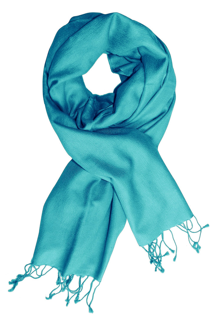 Turquoise Peach Couture Luxurious Classic Soft Cashmere and Silk Blend Pashmina Wrap Shawl