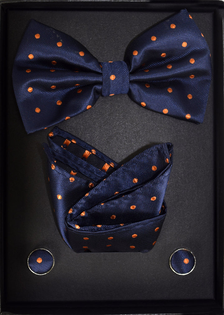 Mens Pre-tied Adjustable Tuxedo Bow Tie Cufflinks Pocket Square Set