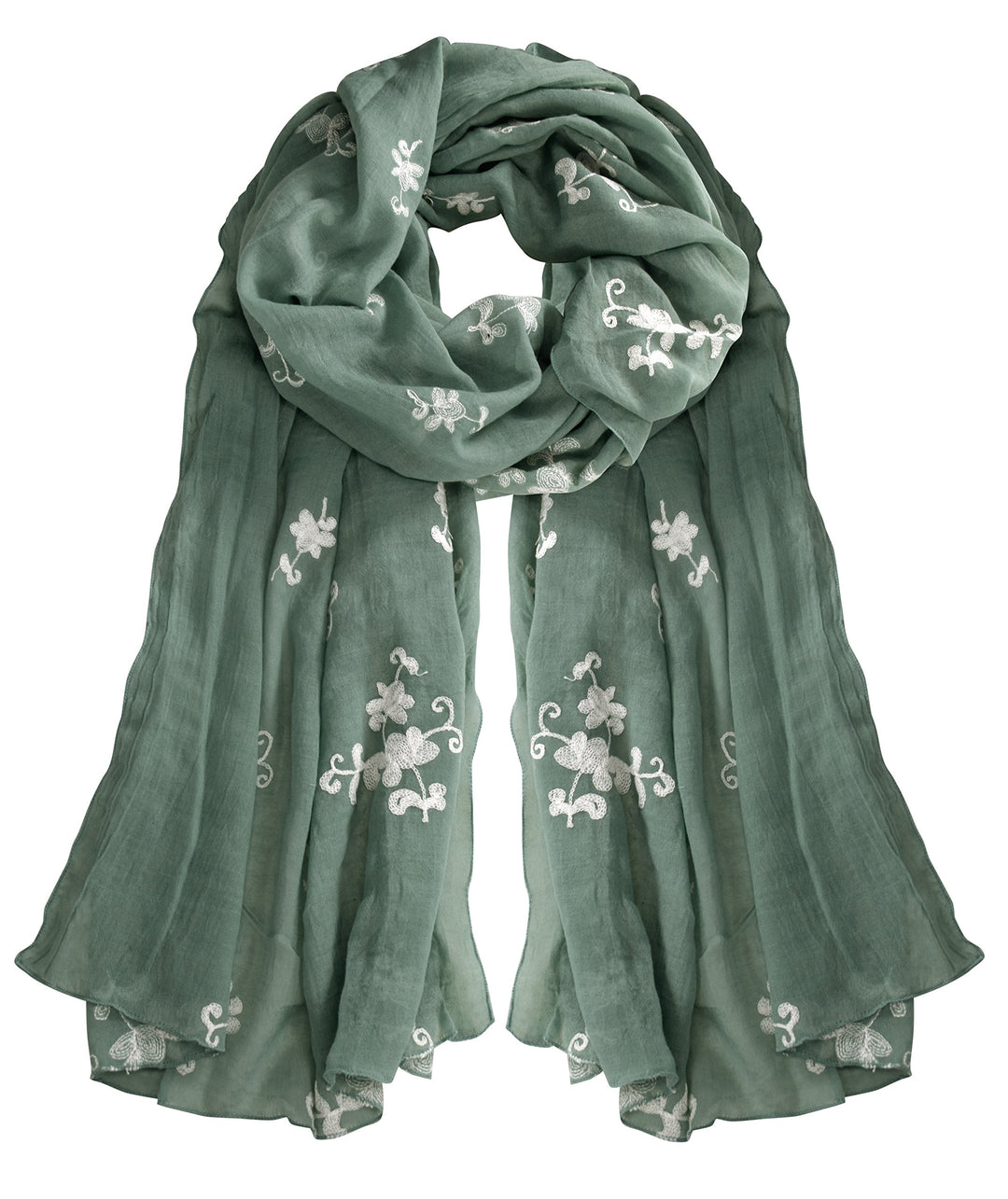 Floral Embroidered Summer Shawl Scarf