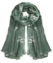 All Seasons Floral Embroidered Flower Summer Shawl Scarf Wrap