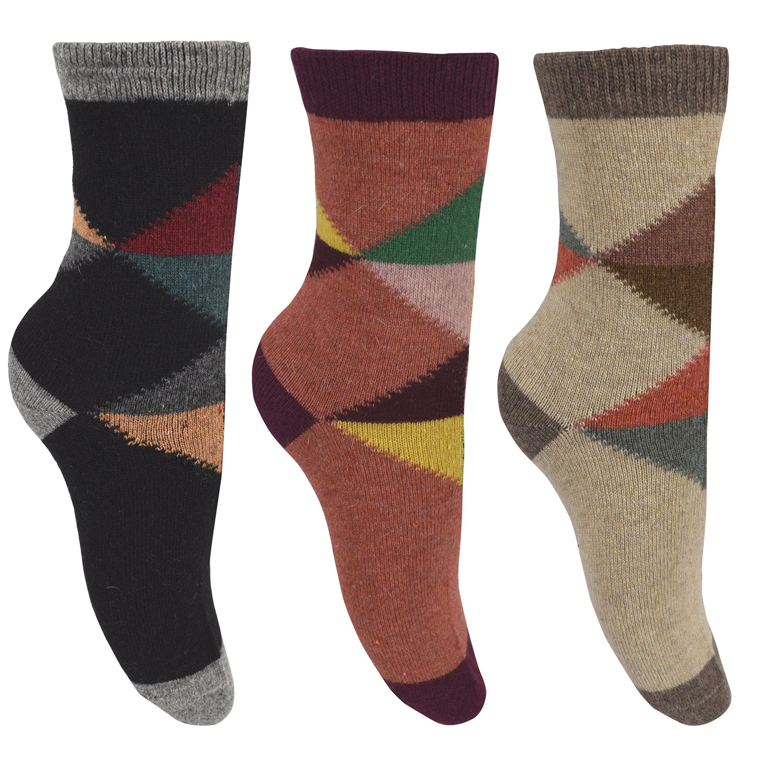 Unisex Warm Cozy Colorful Pattern Cotton Blend Crew Socks in Packs ...