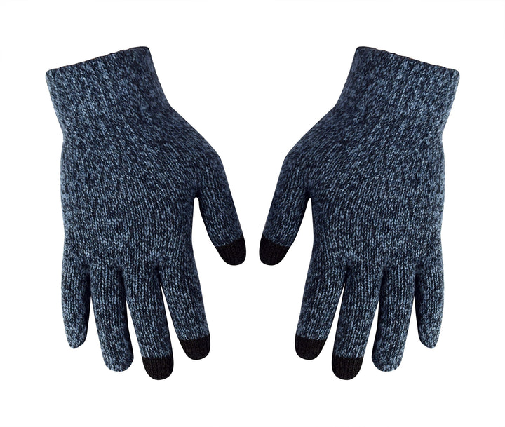 Unisex Warm Knitted Texting Gloves for Iphone Android Smart phones Touch screens Blue