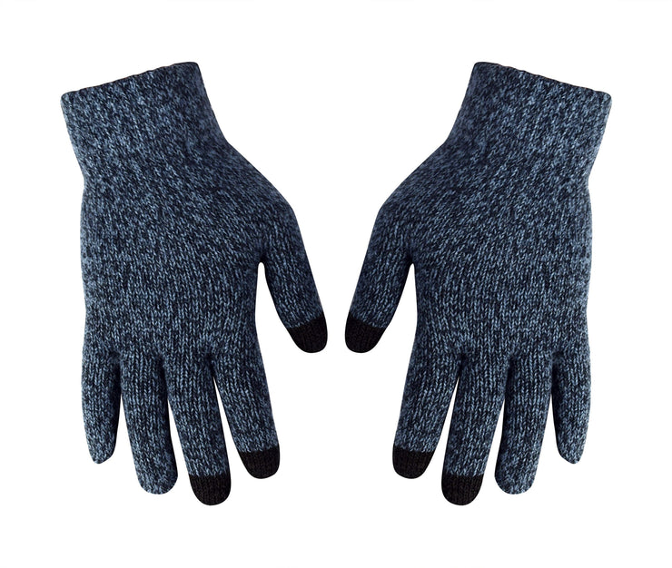 Unisex Warm Knitted Texting Gloves for Iphone Android Smart phones Touch screens Blue