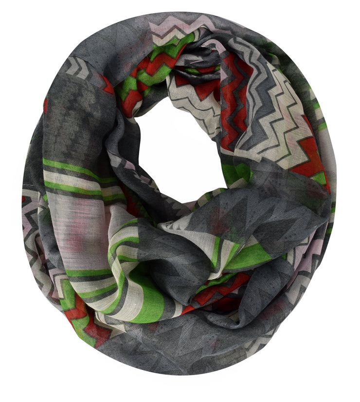 Red Grey Peach Couture Womens MultiColor Chevron Soft & Sheer Infinity Scarf Circle Loops