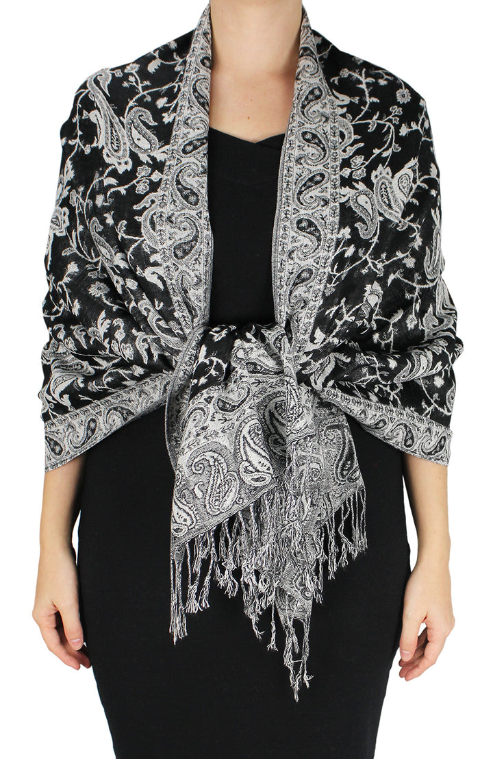 Double Layer Reversible Paisley Pashmina Shawl