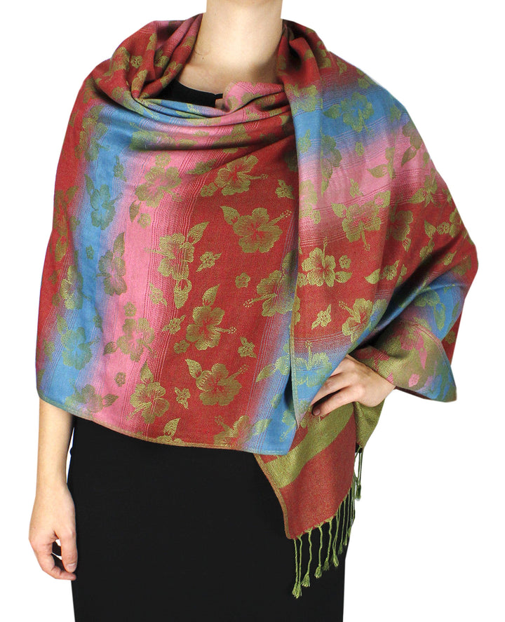 Rainbow Silky Tropical Pashmina Shawl