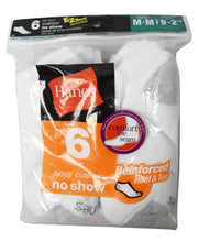 Hanes Boy's No Show Reinforced Heel and Toe Value 6 pack (White, Size 9 Medium)