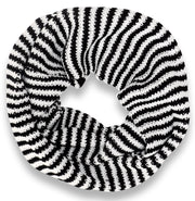 Warm Knitted Soft Light Striped Infinity Loop Scarf White and Black