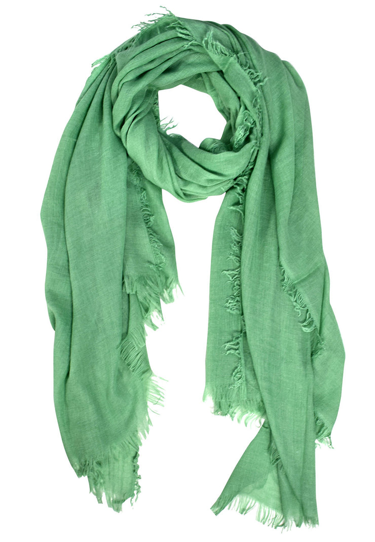Fringed Green Light Weight Sheer Over Sized Scarf Sarong Beach Wrap