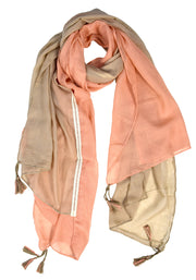 Sheer Lightweight Color Block Scarf Shawl Wrap with Tassels