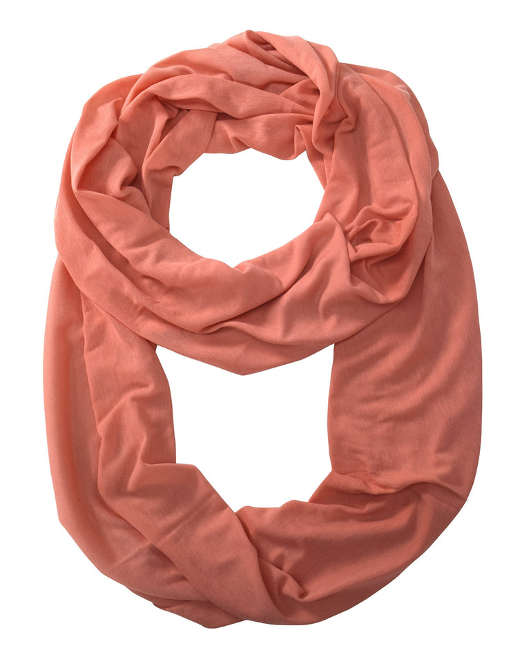 Coral Peach Couture All Seasons Jersey Woven Cotton Infinity Loop Scarf