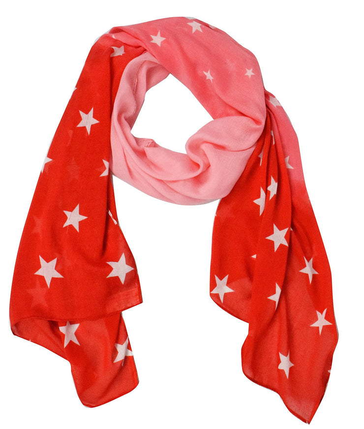Red Exclusive Womens Vibrant Patriotic Fading Star Print Light Scarf