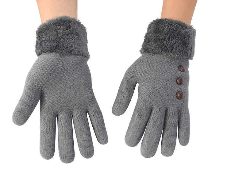 Cable Knit Plush Fleece Lined Double Layer Winter Gloves