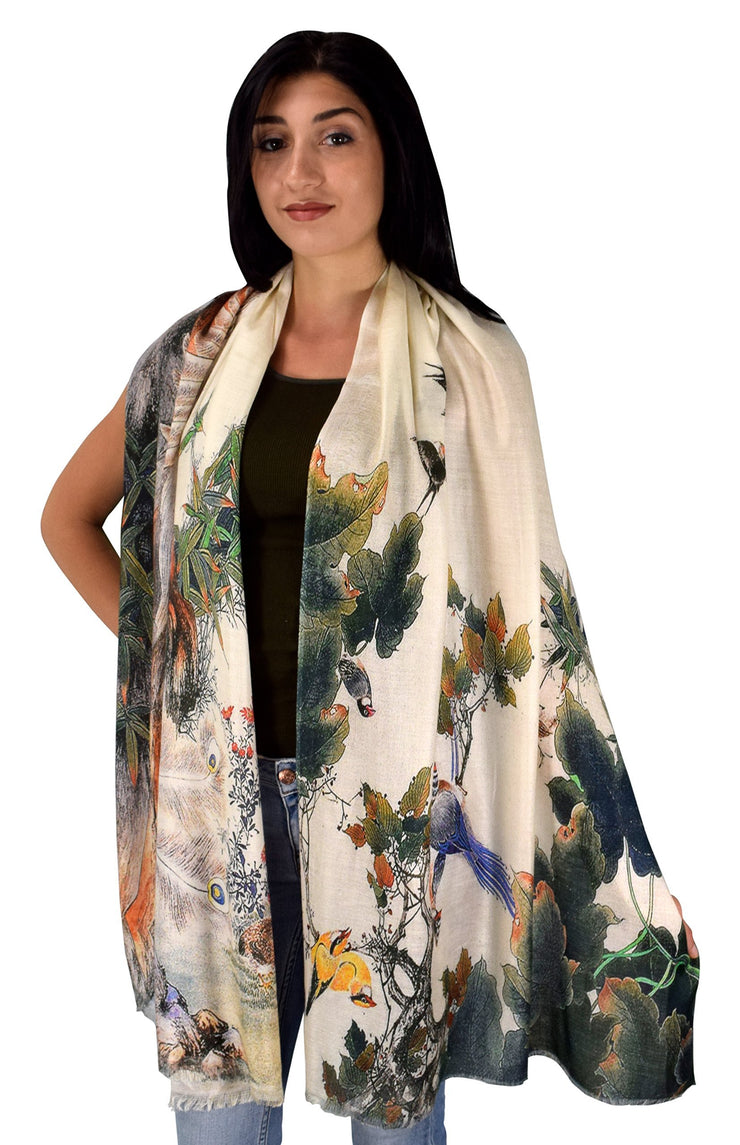 Paradise Garden Peach Couture Womens Soft Fashion Artistic Digital Print Long Scarf Wrap Shawl