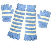 Winter Warm Striped Fuzzy Toe Socks and Gloves Pack