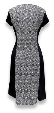 Peach Couture Elegant Black and Multi Print Short Sleeve Loose Mini Shift Dress