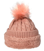 Peach Couture Oversize Cute Beanie Hat Cap Warm Hand Knit Pom Pom Double Layer Thick Winter Ski Snowboard Hat