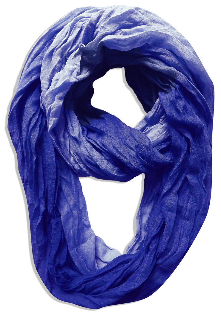Ombre Royal Blue Peach Couture Fashion Lightweight Crinkled Infinity Loop Scarf Neon Faded Ombre