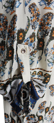 Mandala and Paisley Print Petite Tunic Dresses Cream Teal Floral X-Large