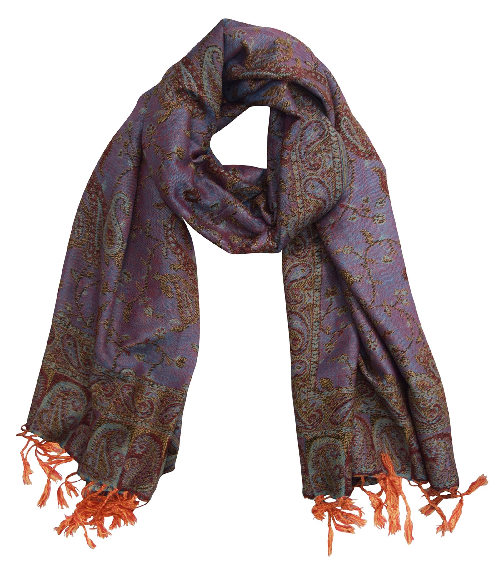 Women's Reversible Paisley Pashmina Shawl Wrap Scarf | Peach Couture