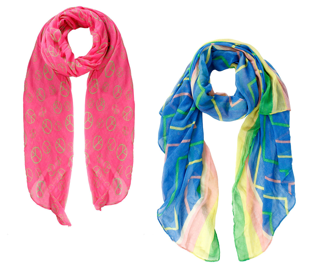 A8238-2Pck-Abstract-Scarves-NPnkGrn-AJ