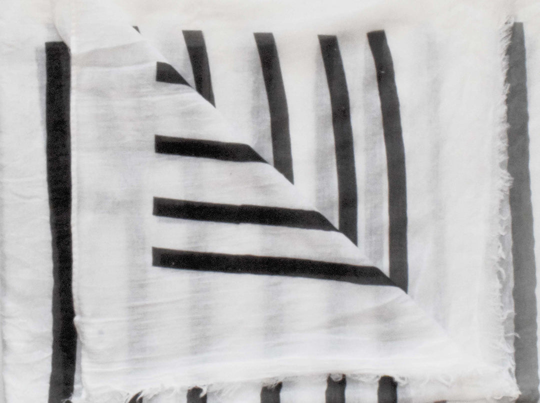 Vertical Striped Fading Eyelash Fringe Shawl Scarf