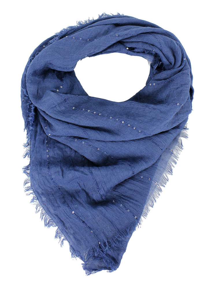 Women's Sparkle Sequin Bohemian Sheer Woven Knit Fringe Scarf