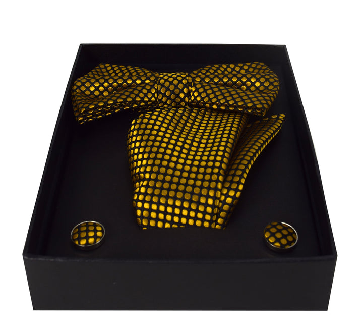 Mens Pre-tied Adjustable Tuxedo Bow Tie Cufflinks Pocket Square Set