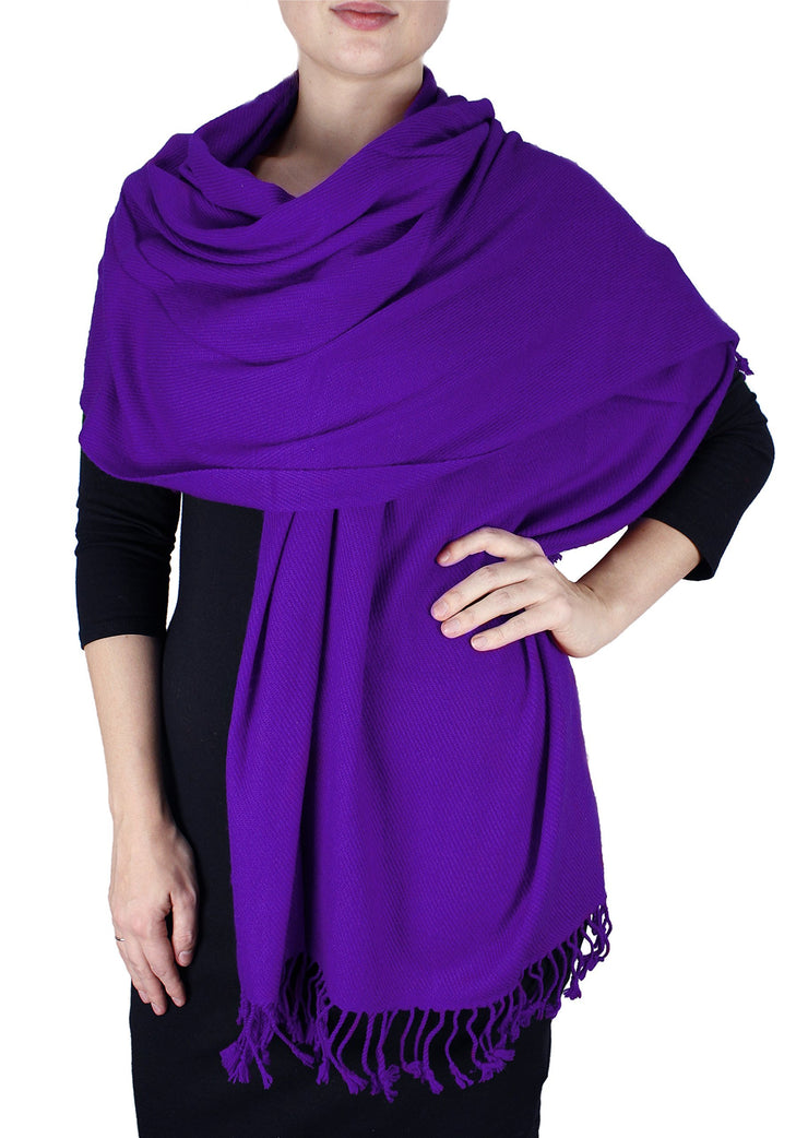 Purple Elegant Soft Luxurious Pashmina Cashmere Wrap shawl stole From Peach Couture