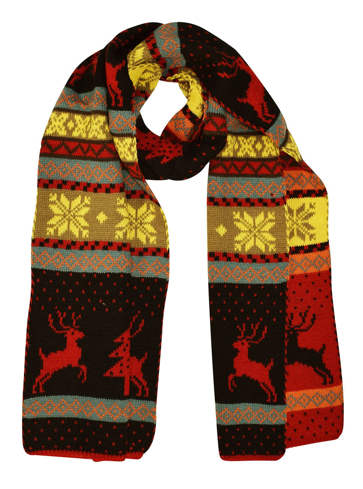 Red Black Holiday Fair Isle Print Wrap Around Christmas Blanket Scarf Scarves Shawl