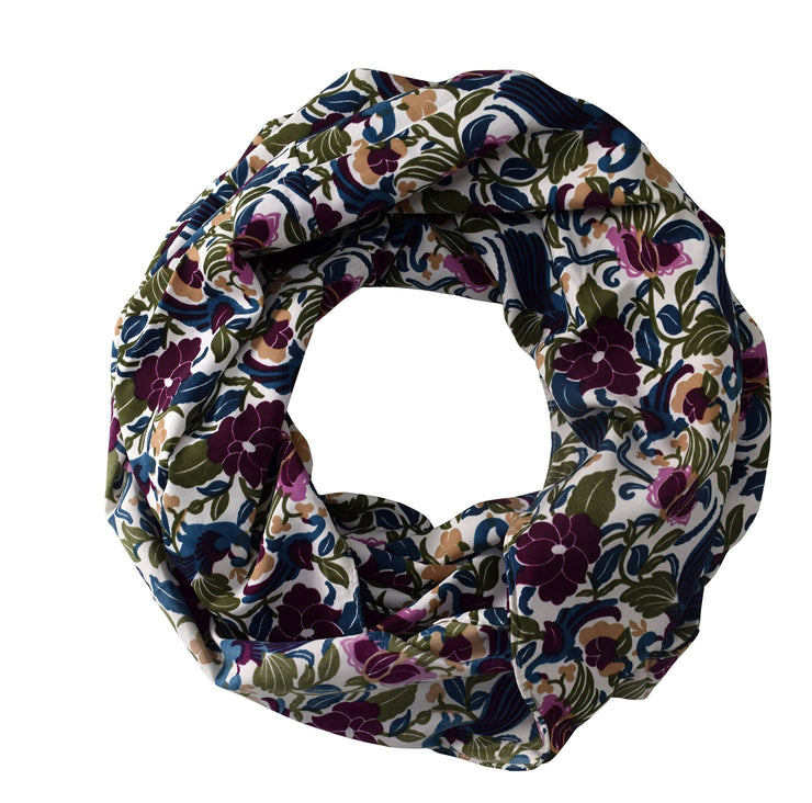 Maroon Peach Couture Exclusive Floral Print Vintage Infinity Loop Scarf