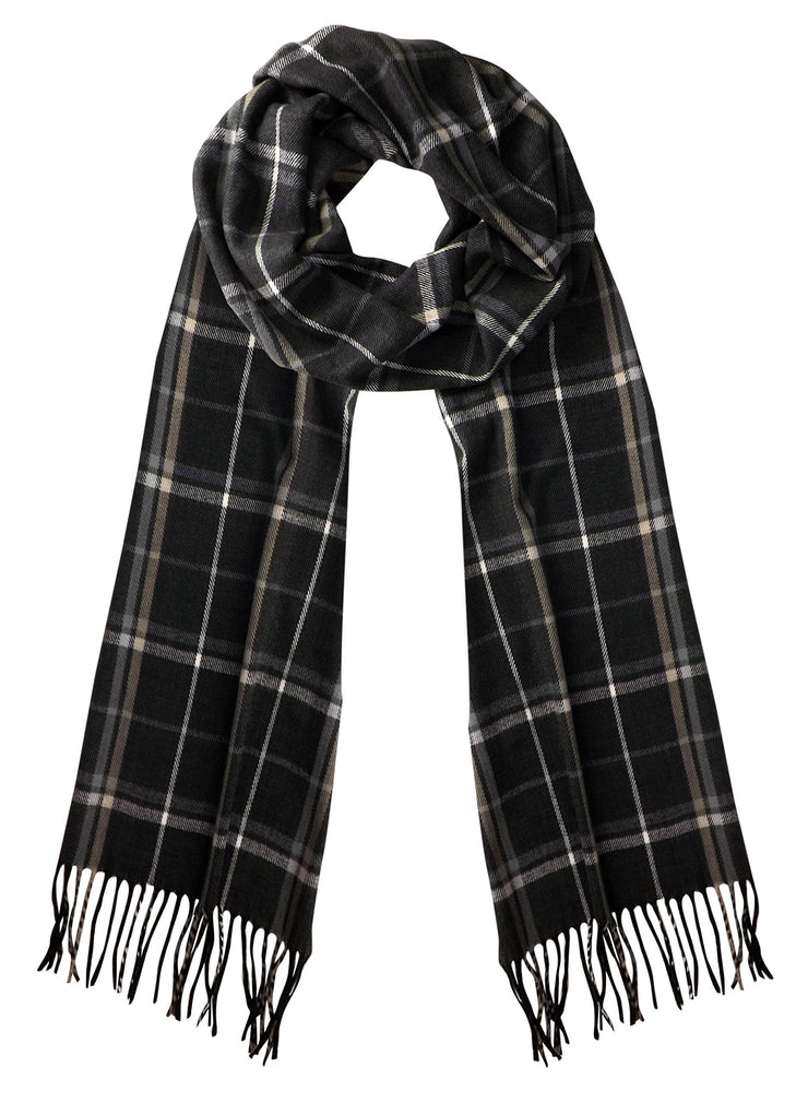 Checkered Dark Gray Soft Cashmere Feel Plaid Houndstooth Print Scarf Unisex Scarves Warm & Cozy