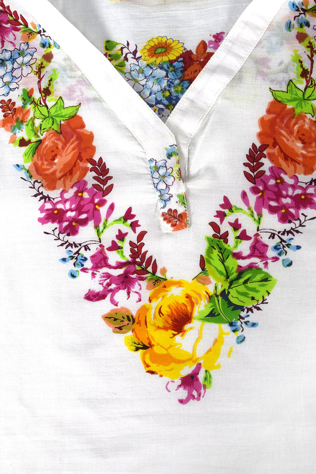 Red orange cotton floral embroidered vintage petite tunic coverup beachwear with a relaxed fit.