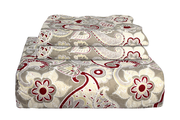 Couture Home Collection Elegant Patchwork Reversible Quilt Set with Shams - 100% Cotton Fill