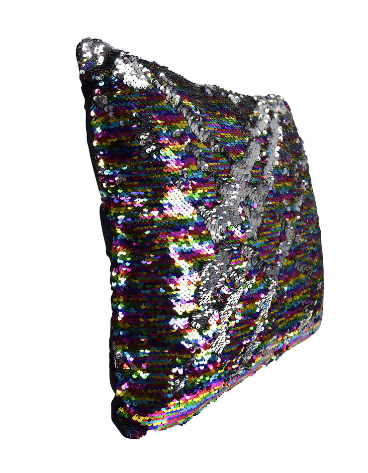 Couture Home Collection Haute Décor Reversible Sequin Decorative Color Changing Mermaid Pillow with Insert